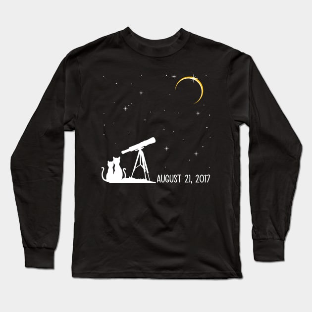 Solar Eclipse 2017 Cats Picnic Long Sleeve T-Shirt by Bricke